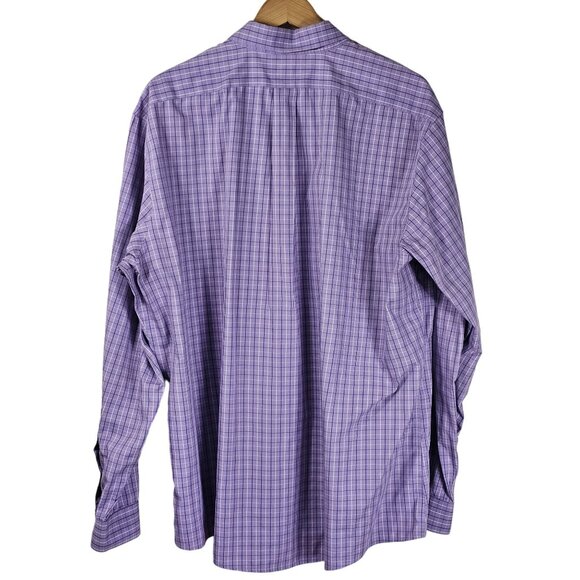 Eddie Bauer Mens Plaid Purple Button Down Shirt Sz XL Wrinkle Resistant Relaxed - Picture 2 of 8